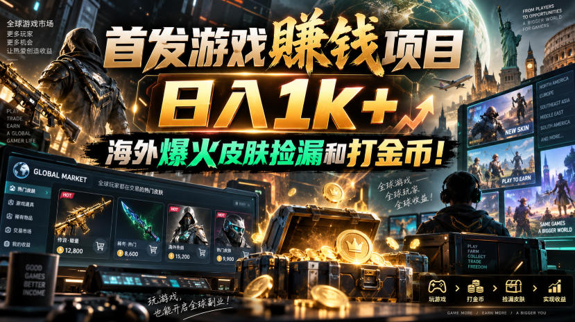 f551421e827f067dc621c1321d2669d7.jpeg 首发游戏賺钱项目,日入1k+,海外爆火皮肤捡漏和打金币!【揭秘】
