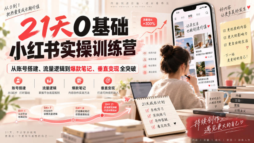 10468ab8d5af80e918572edba88ff2ae.jpeg 21天0基础小红书实操训练营|从账号搭建、流量逻辑到爆款笔记、垂直变现全突破