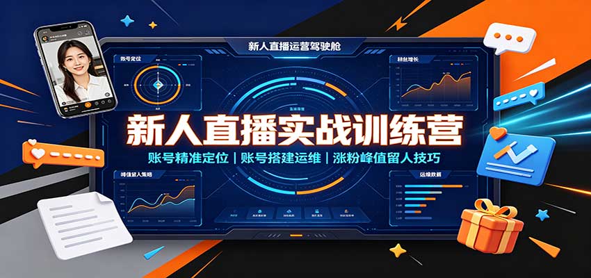 新人直播实战训练营：账号精准定位，账号搭建运维，涨粉峰值留人技巧网赚项目-副业赚钱-互联网创业-资源整合老八网赚资源