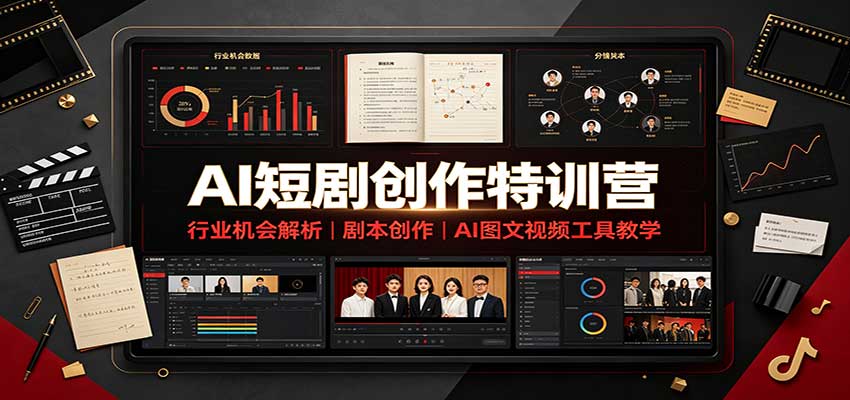 AI短剧创作特训营：行业机会解析，剧本创作，AI图文视频工具教学(文字版)网赚项目-副业赚钱-互联网创业-资源整合老八网赚资源