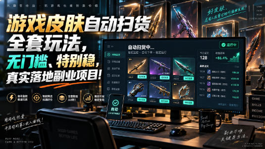 游戏皮肤自动扫货全套玩法，无门槛、特别稳，真实落地副业项目！【揭秘】网赚项目-副业赚钱-互联网创业-资源整合老八网赚资源