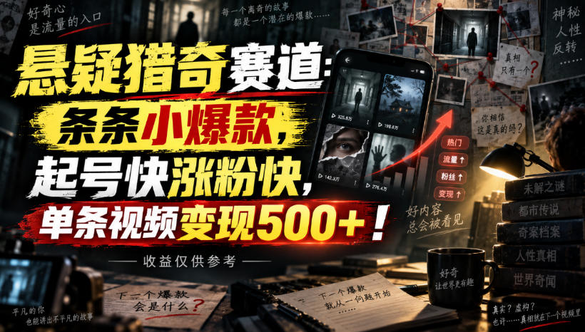 b65fe67e82e7ad3851202bffc67d0da6.jpeg 悬疑猎奇赛道:条条小爆款,起号快涨粉快,单条视频变现500+!收益仅供参考