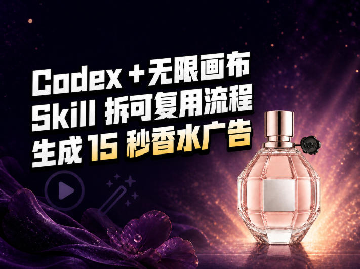 我把Amazon香水视频拆成Codex Skill：无限画布负责最后15秒网赚项目-副业赚钱-互联网创业-资源整合老八网赚资源