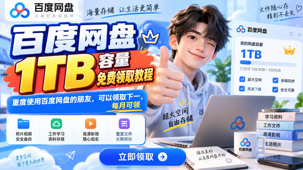 53ccf936aee4cb2669f8e1dcb4bb808d.jpeg 百度网盘1TB容量免费领取教程,重度使用百度网盘的朋友,可以领取下一,每月可领