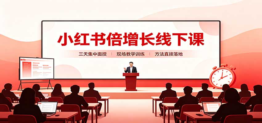 小红书倍增长线下课：三天集中面授，拆解选品、素材制作与起号全链路网赚项目-副业赚钱-互联网创业-资源整合老八网赚资源