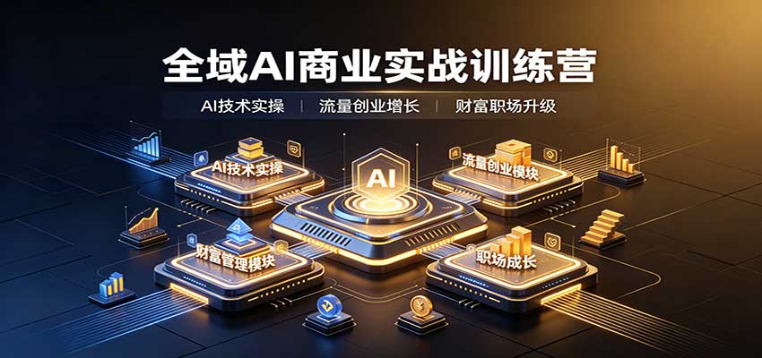 全域AI商业实战训练营：涵盖AI技术实操、流量创业、财富管理与职场成长全体系内容网赚项目-副业赚钱-互联网创业-资源整合老八网赚资源