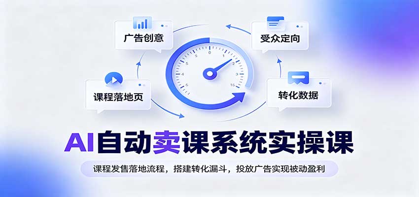 AI自动卖课系统实操课：课程发售落地流程，搭建转化漏斗，投放广告实现被动盈利网赚项目-副业赚钱-互联网创业-资源整合老八网赚资源