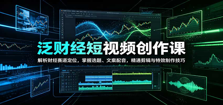 泛财经短视频创作课：解析财经赛道定位，掌握选题、文案配音，精通剪辑与特效制作技巧网赚项目-副业赚钱-互联网创业-资源整合老八网赚资源