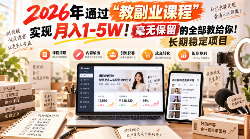 d2ae72398c7eb6da2f3fc69a8a38a364.jpeg 2026年通过“教副业课程”实现月入1-5W!毫无保留的全部教给你!长期稳定项目