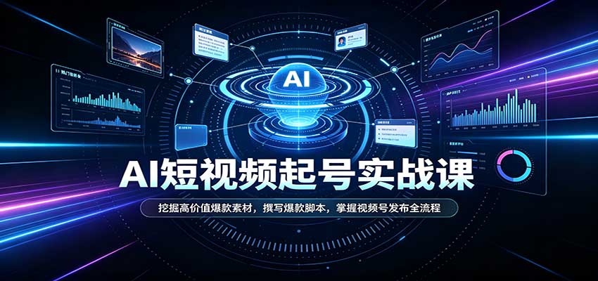 短视频AI起号实战课：挖掘高价值爆款素材，撰写爆款脚本，掌握视频号发布全流程网赚项目-副业赚钱-互联网创业-资源整合老八网赚资源