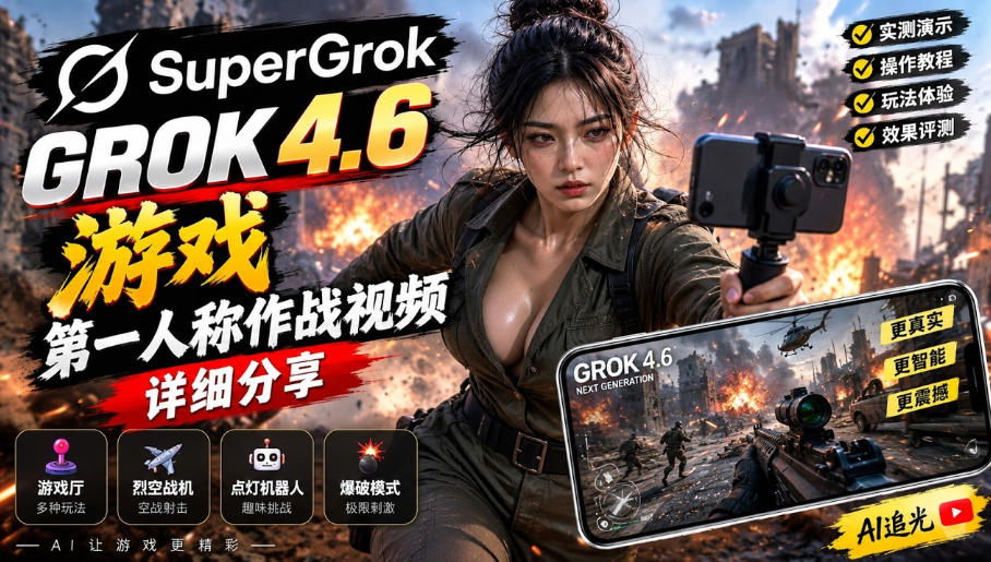 8e59219a4ac8d6917e75060e5e4f6336.jpeg Grok 4.6也能做游戏?第一人称作战视频实测|玩法详细讲解