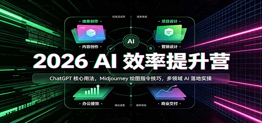 2026 AI效率提升营：ChatGPT核心用法，Midjourney绘图指令技巧，多领域AI落地实操网赚项目-副业赚钱-互联网创业-资源整合老八网赚资源