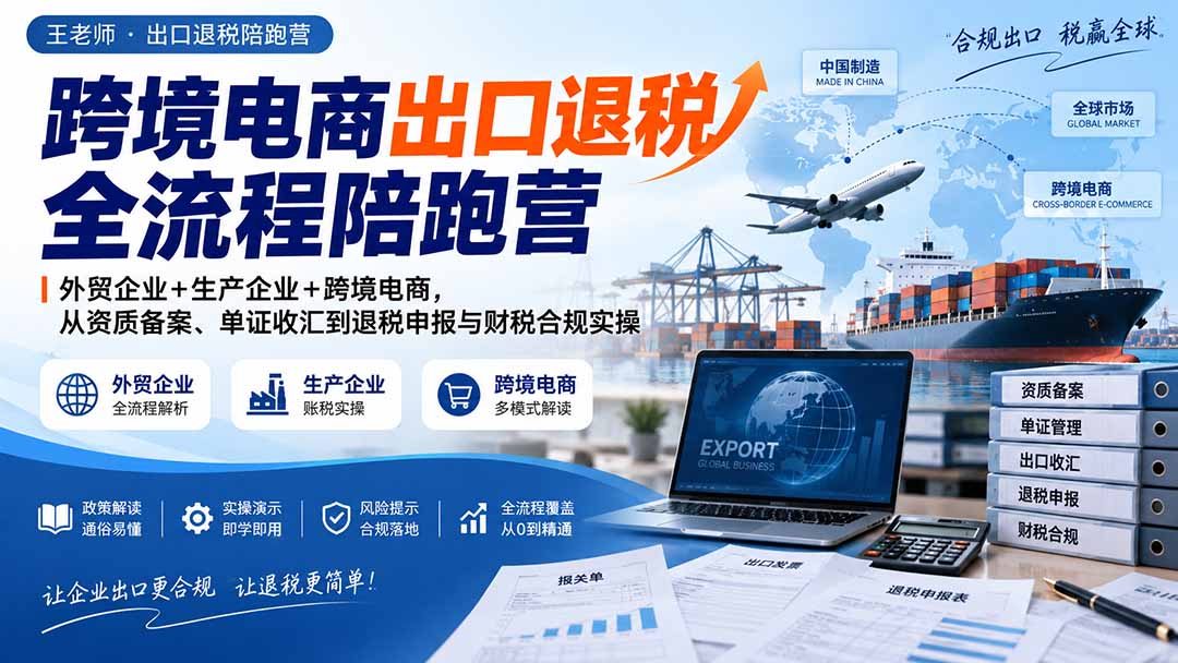 24ec27e82f4d772463b7c68fb2ce0e58.jpeg 跨境电商出口退税全流程陪跑营|外贸企业+生产企业+跨境电商,从资质备案、单证收汇到退税申报与财税合规实操
