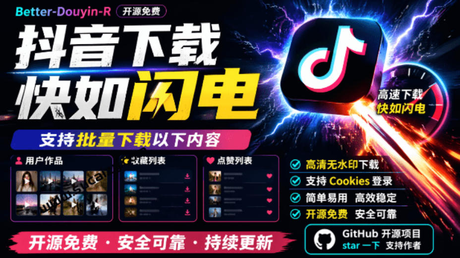2ffc7e4378d789a3d2ac4e993190d5e0.jpeg 超级好用!抖音视频下载神器,支持批量下载用户作品收藏列表和点赞列表,开源完全免费Better-douyin-R