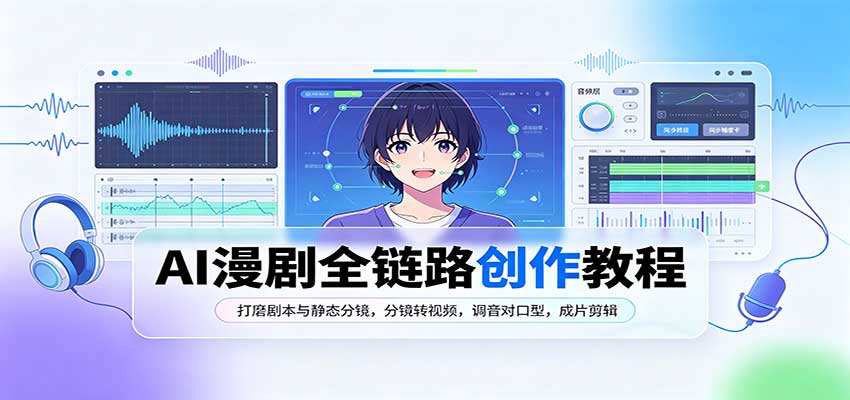 AI漫剧全链路创作教程：打磨剧本与静态分镜，分镜转视频，调音对口型，成片剪辑网赚项目-副业赚钱-互联网创业-资源整合老八网赚资源