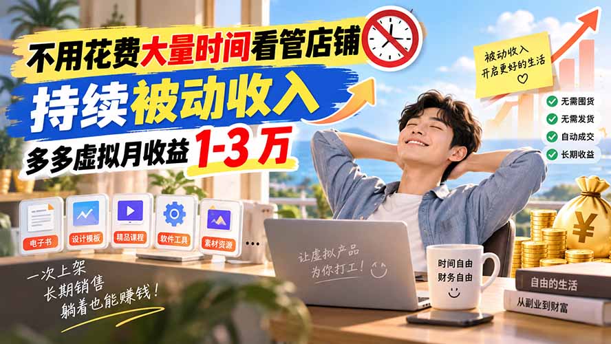 ced4c0122c6169d514611948fe722638.jpeg 不用花费大量时间看管店铺,持续被动收入,多多虚拟月收益 1-3 万