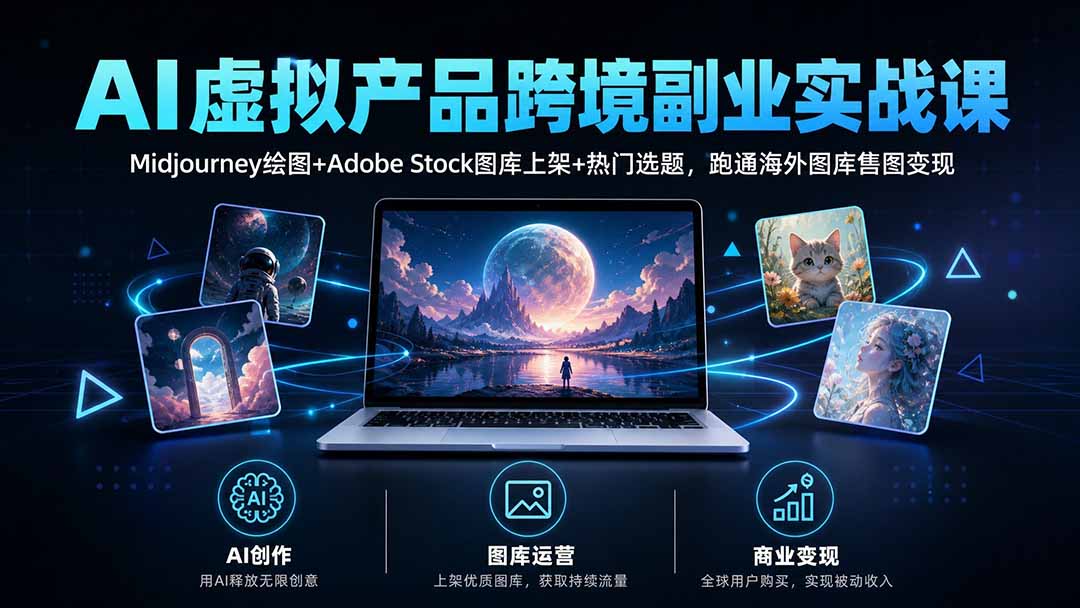 d09c8553d82ea7fec82e58182e89de5e.jpeg AI虚拟产品跨境副业实战课|Midjourney绘图+Adobe Stock图库上架+热门选题,跑通海外图库售图变现