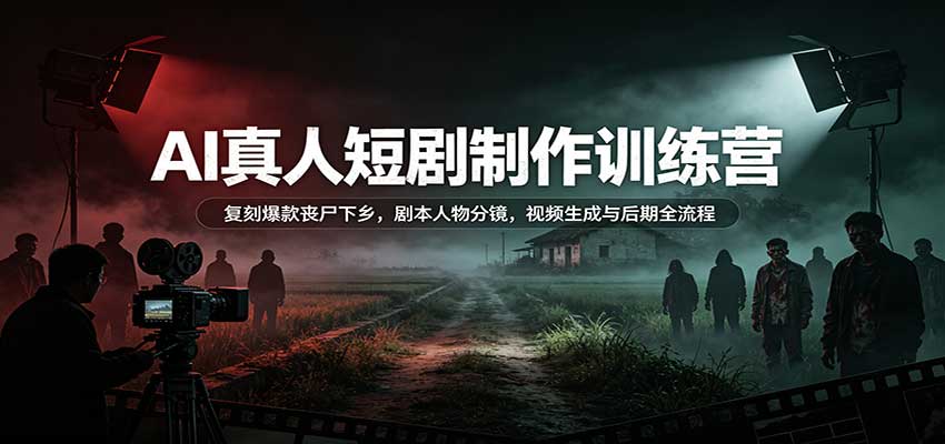AI真人短剧制作训练营：复刻爆款丧尸下乡，剧本人物分镜，视频生成与后期全流程网赚项目-副业赚钱-互联网创业-资源整合老八网赚资源