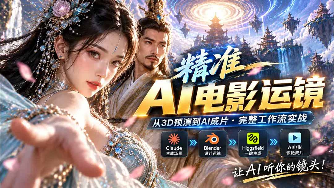 f4e8b7bd50749e9aad709462ab089328.jpeg AI视频终于能精准运镜了!Claude + Blender + Higgsfield 免费插件实测