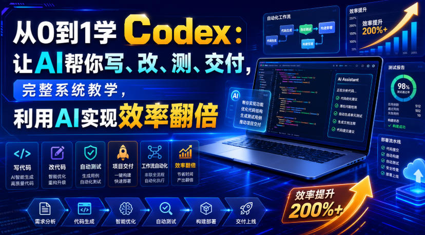 从0到1学Codex：让AI帮你写、改、测、交付，完整系统教学，利用AI实现效率翻倍(更新0918)网赚项目-副业赚钱-互联网创业-资源整合老八网赚资源