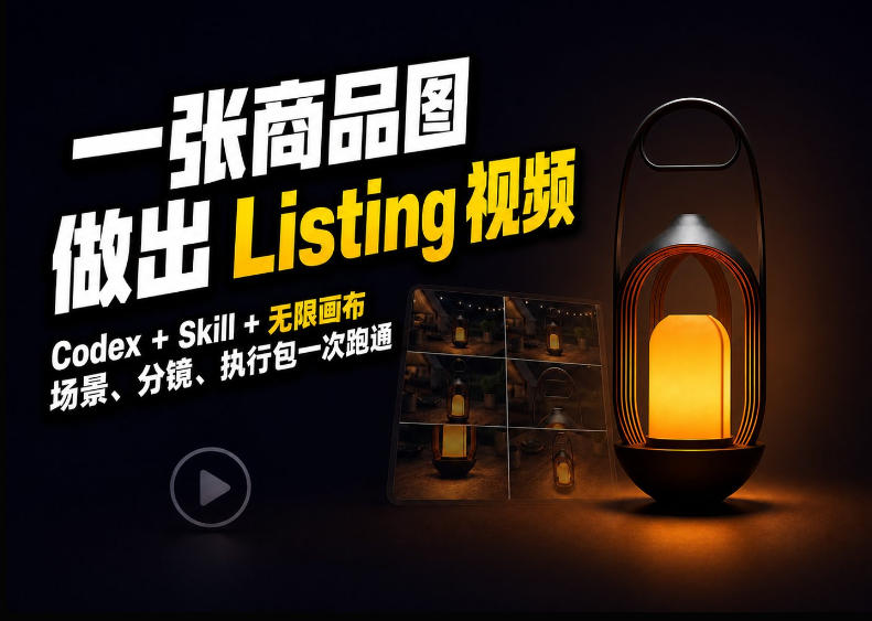 Codex+无限画布，把一张商品图变成可执行的Amazon Listing视频网赚项目-副业赚钱-互联网创业-资源整合老八网赚资源