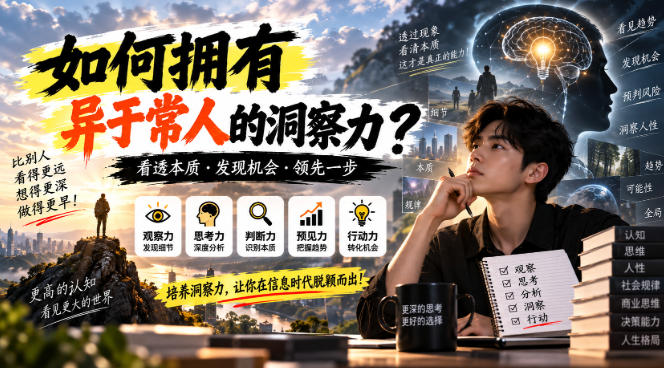 某公众号付费文章：如何拥有异于常人的洞察力？网赚项目-副业赚钱-互联网创业-资源整合老八网赚资源