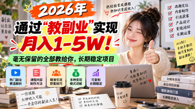 7657475c3e7c6efcf7effc86c412d175.jpeg 2026年通过“教副业”实现月入1-5W!毫无保留的全部教给你,长期稳定项目【揭秘】