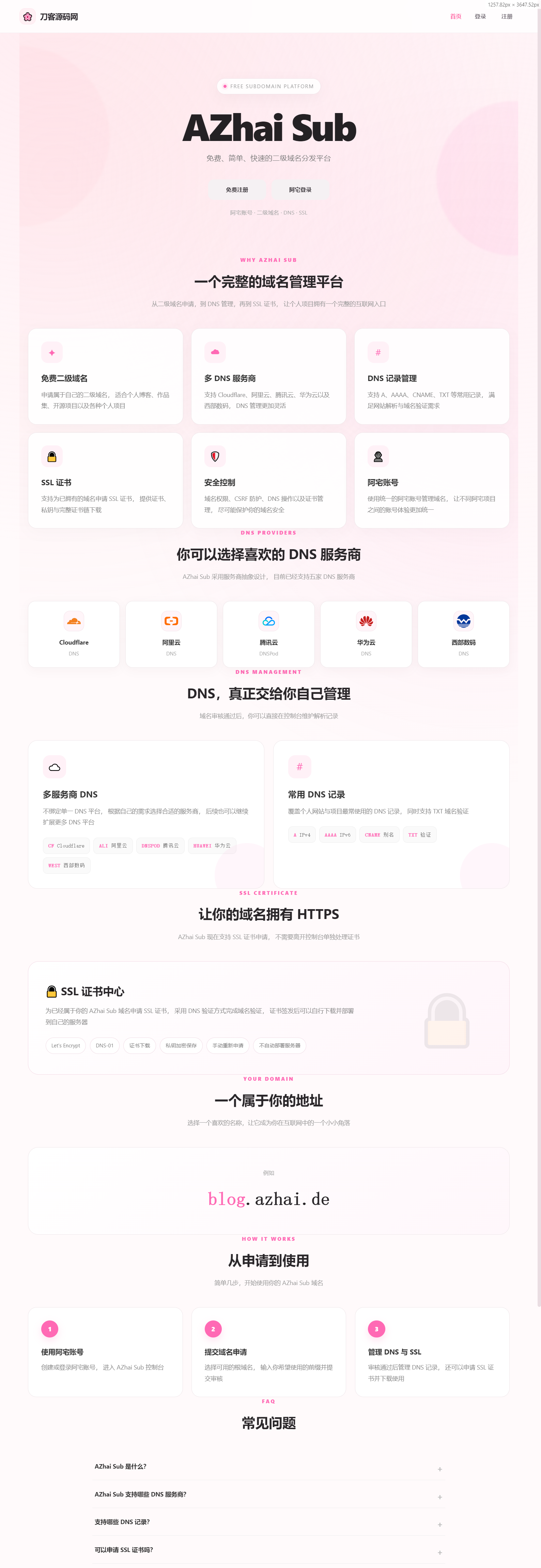 阿宅二级域名分发系统 轻量化全开源网赚项目-副业赚钱-互联网创业-资源整合老八网赚资源