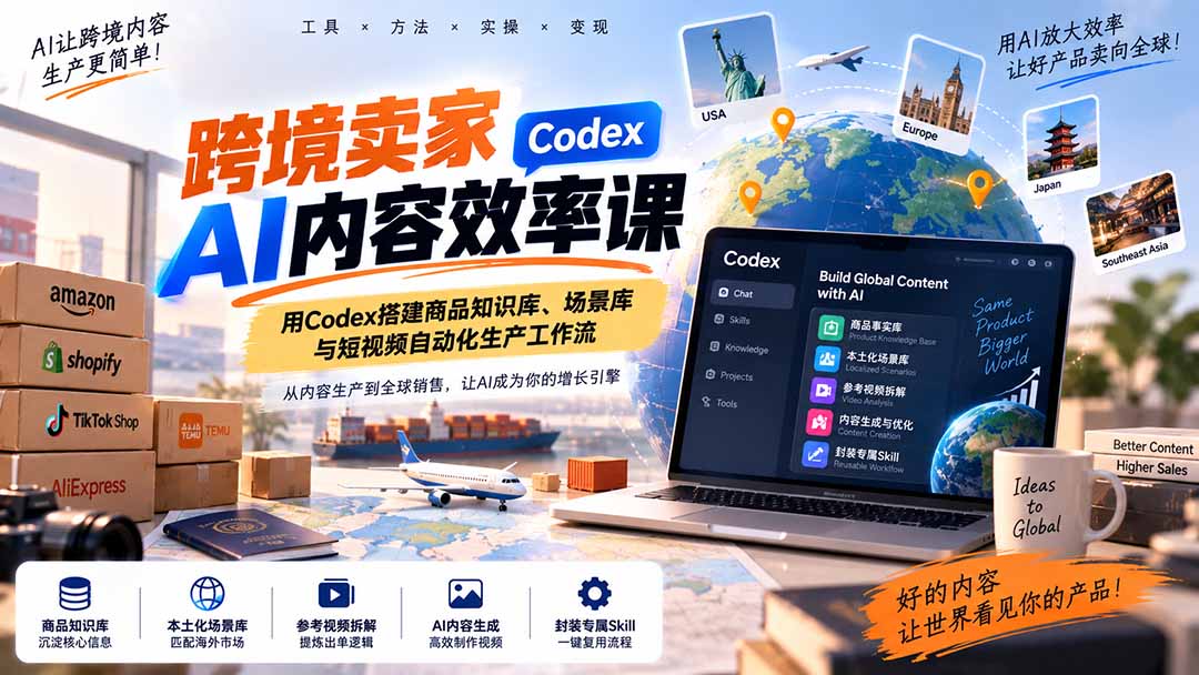 fc17df37c054f402b2d8010de1a84660.jpeg 跨境卖家AI内容效率课:用Codex搭建商品知识库、场景库与短视频自动化生产工作流