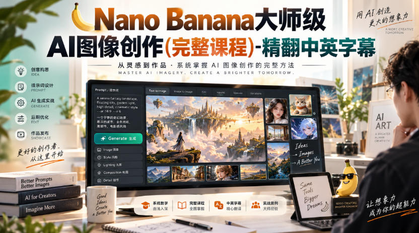 c06df241b9fa1694eaf5aaa0fec5a0fd.jpeg 【无水印】Nano Banana大师级AI图像创作(完整课程)-精翻中英字幕