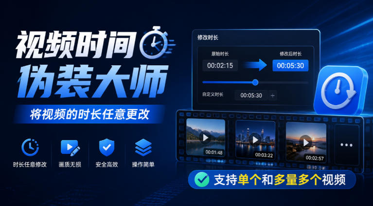 2be33c0bb3bb0b7038479cfc7c1f9b4b.jpeg 视频时间伪装大师,将视频的时长任意更改,支持单个和多量多个视频