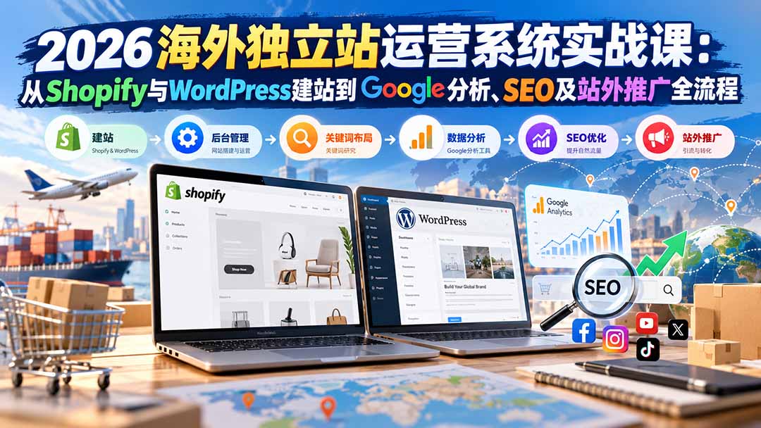 ba87402bbf966932736030fc0a6b771b.jpeg 2026海外独立站运营系统实战课:从Shopify与WordPress建站到Google分析、SEO及站外推广全流程