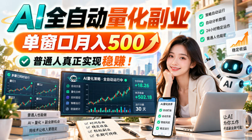 bded3d149549eac9af480060c9f9d5ac.jpeg AI全自动量化副业,单窗口月入500,普通人真正实现稳賺!【揭秘】