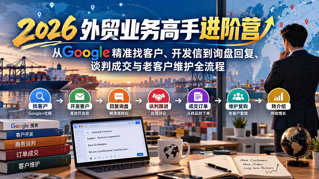 2026外贸业务高手进阶营:从Google精准找客户、开发信到询盘回复、谈判成交与老客户维护全流程网赚项目-副业赚钱-互联网创业-资源整合老八网赚资源
