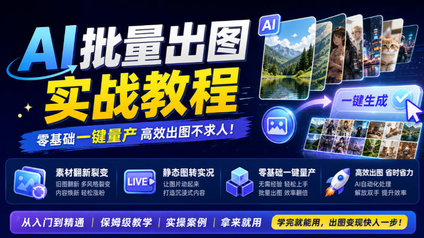 d29709ad17c59fd9c22d1a30be836f26.jpeg AI批量出图实战教程,素材翻新裂变,静态图转实况,零基础一键量产
