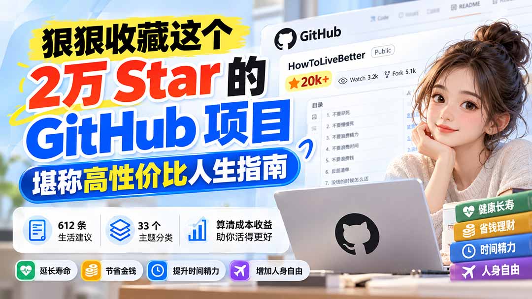 f72cb9ba79cbc4c6c1d36286a3ac454f.jpeg 狠狠收藏这个 2 万 Star 的 GitHub 项目,堪称高性价比人生指南。