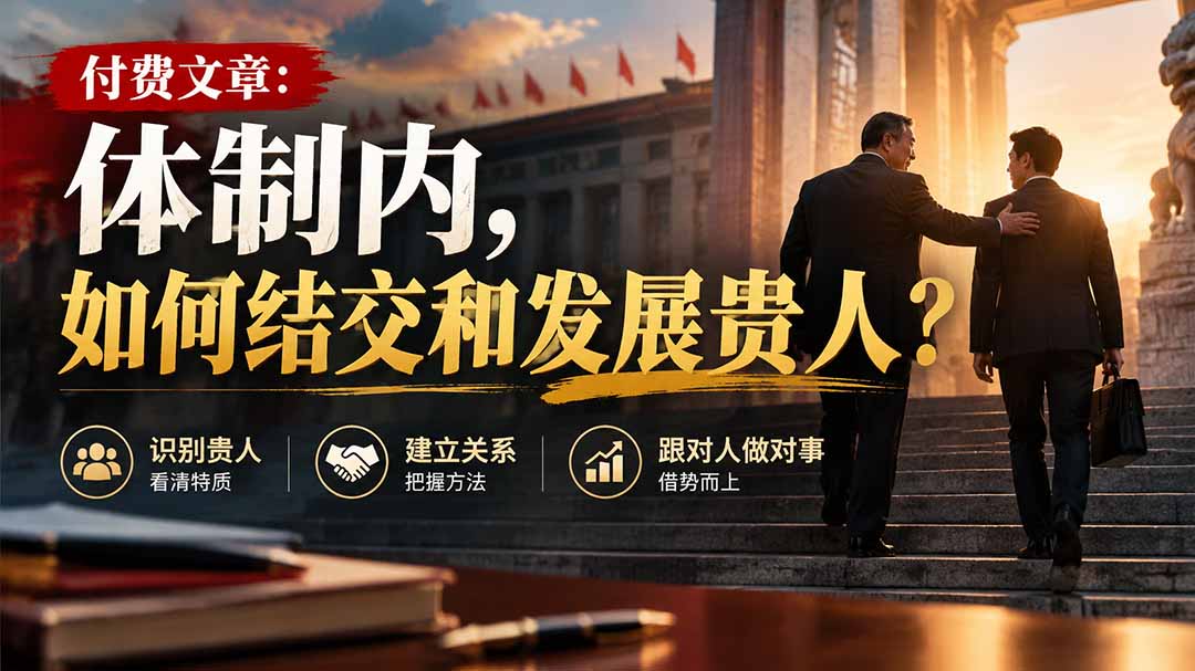 【无水印】付费文章：体制内，如何结交和发展贵人?网赚项目-副业赚钱-互联网创业-资源整合老八网赚资源