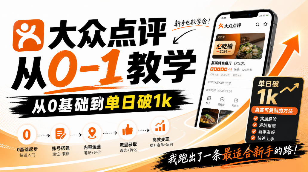 88f0280120d06094dba0fc94dce22ab8.jpeg 大众点评分成从0-1教学,从0基础到单日破1k,我跑出了一条最适合新手的路
