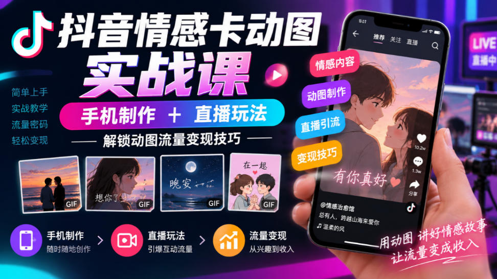 698d8ef8b8ee9471309f898aba028d6b.jpeg 抖音情感卡动图实战课|手机制作+直播玩法,解锁动图流量变现技巧