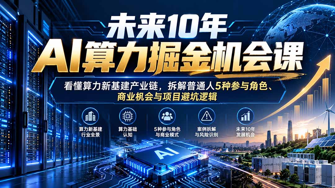 8b10713dc1c01ece664e54a760b7d3ca.jpeg 未来10年AI算力掘金机会课:看懂算力新基建产业链,拆解普通人5种参与角色、商业机会与项目避坑逻辑