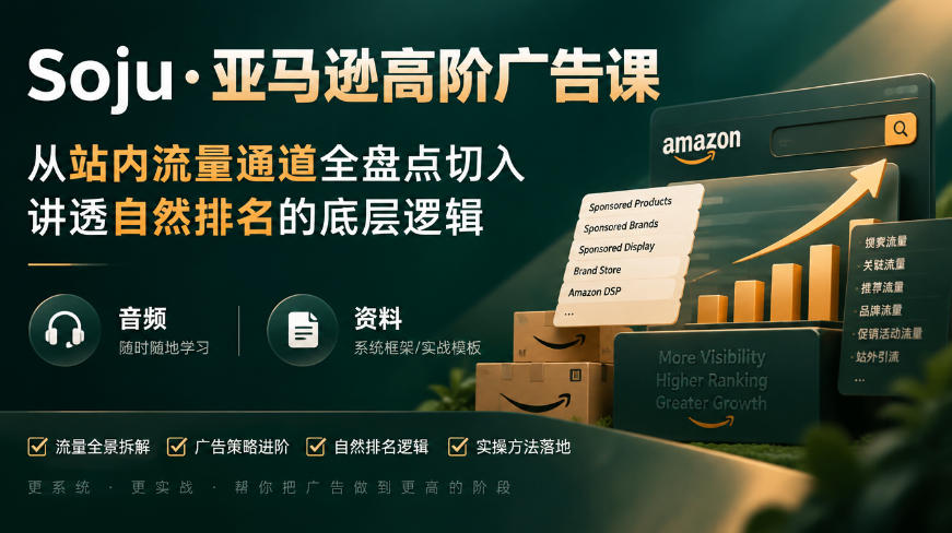 0719a2086c36b98768f659af2b32ab76.jpeg 亚马逊高阶广告课,从站内流量通道全盘点切入,讲透自然排名的底层逻辑(直播+音频+资料)