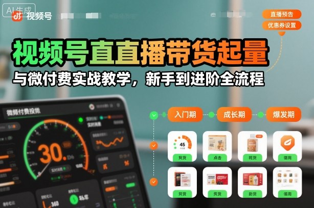 视频号直播带货起量与微付费实战教学，新手到进阶全流程(更新26年10月)网赚项目-副业赚钱-互联网创业-资源整合老八网赚资源