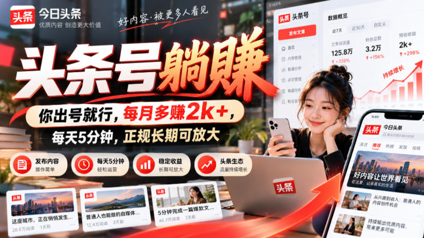 f99c3dbc2285aa60ceba0abd2c685fdc.jpeg 头条号躺賺,你出号就行,每月多賺2k+,每天5分钟,正规长期可放大【揭秘】