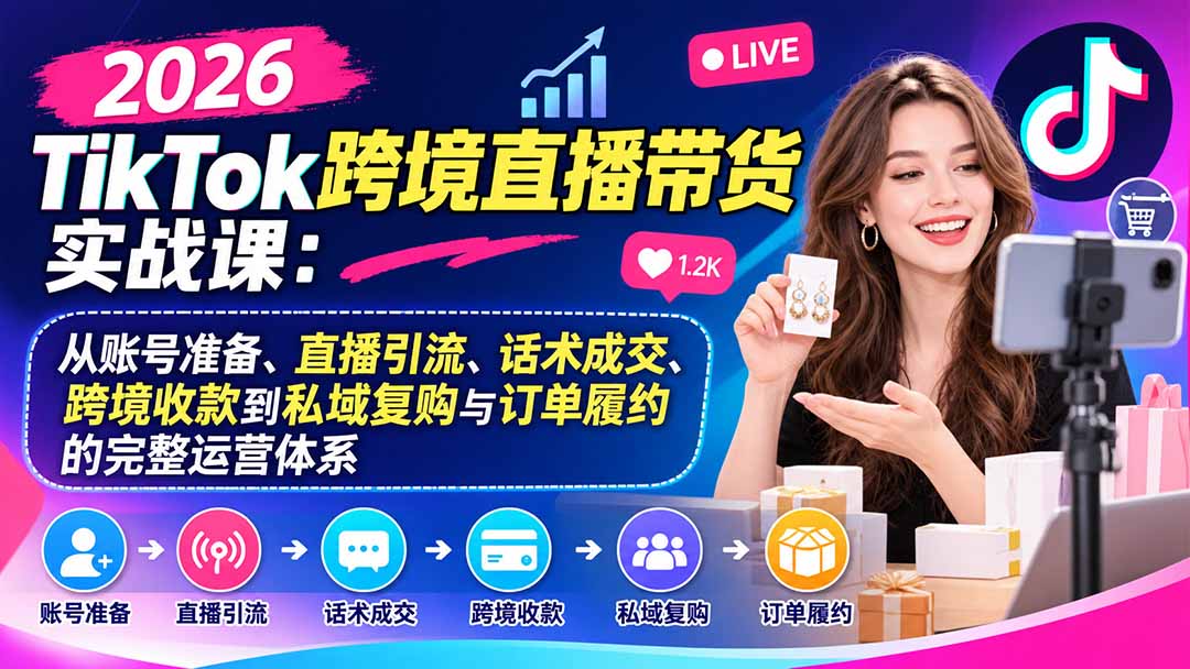 735b65271e32f13d83a53383b2ce3ed4.jpeg 2026TikTok跨境直播带货实战课:从账号准备、直播引流、话术成交、跨境收款到私域复购与订单履约的完整运营体系