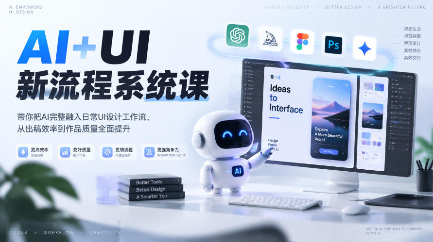 【无水印】AI+UI新流程系统课，带你把AI完整融入日常UI设计工作流，从出稿效率到作品质量全面提升(2026第4期)网赚项目-副业赚钱-互联网创业-资源整合老八网赚资源