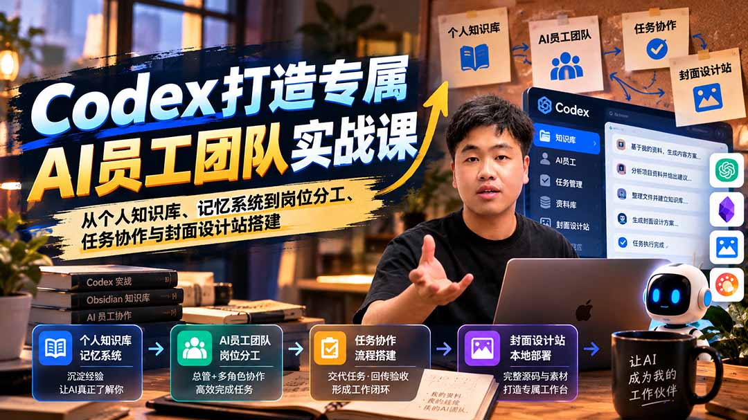 0e7590b94e52f9a857106f48fe6be6ea.jpeg 【无水印】Codex打造专属AI员工团队实战课:从个人知识库、记忆系统到岗位分工、任务协作与封面设计站搭建