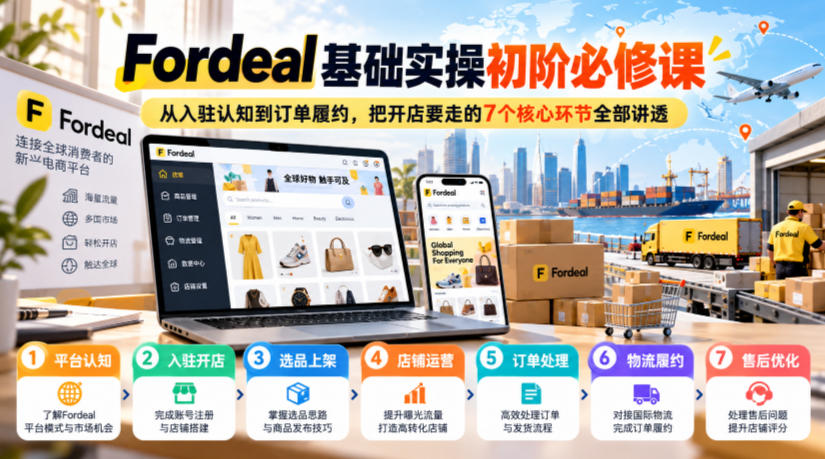 afd48a768ab229ba7772f93bdda64594.jpeg Fordeal基础实操初阶必修课,从入驻认知到订单履约,把开店要走的7个核心环节全部讲透