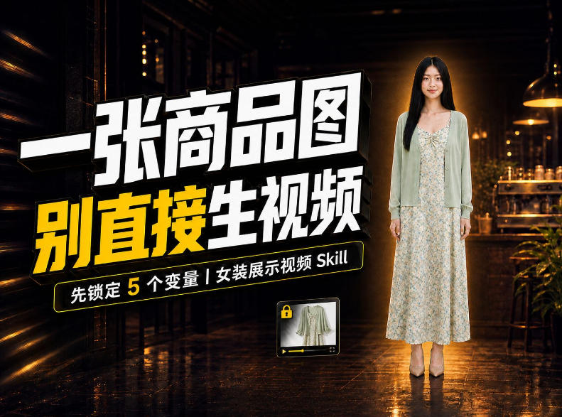 女装AI视频总翻车？问题不在提示词，女装展示视频Skill先锁定5个变量！网赚项目-副业赚钱-互联网创业-资源整合老八网赚资源
