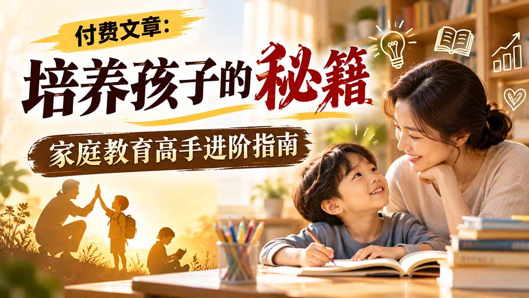 付费文章：培养孩子的秘籍，家庭教育高手进阶指南网赚项目-副业赚钱-互联网创业-资源整合老八网赚资源