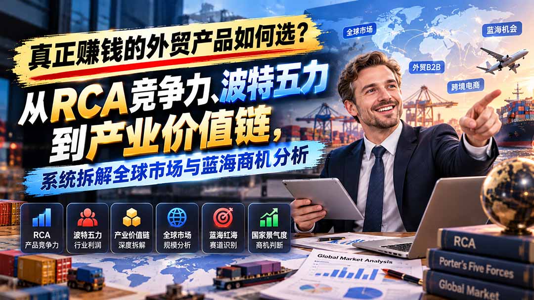 606660a535d9d4d7ed2f1a86fc1edf1f.jpeg 真正赚钱的外贸B2B产品如何选?从RCA竞争力、波特五力到产业价值链,系统拆解全球市场与蓝海商机分析